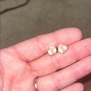 Elegant Cream Rose Stud Earrings Ceramic Dainty and Gorgeous